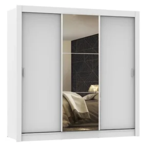 Guarda Roupa Casal Madesa Mônaco 3 Portas Correr Espelho Cor Branco 1093D81E - Imagem 4
