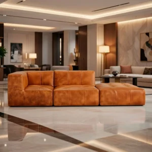Sofá Modular Policouro Marrom 2 Lugares 1 Canto Com Apoio Pé - Imagem 8