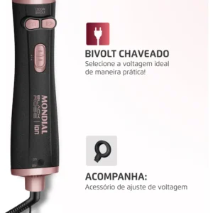 Escova Rotativa Ceramica Tourmaline Ion Golden Rose ERB-01 Mondial - Imagem 5