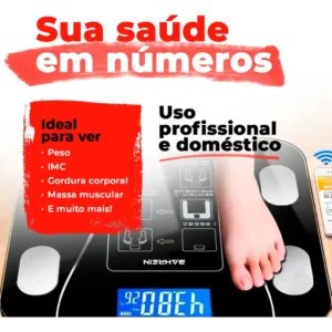Balança Bioimpedancia Digital 180kg Smart Imc Profissional Rishon Com Aplicativo - Imagem 5