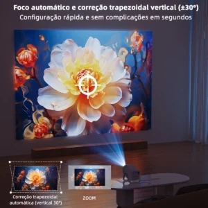 Mini Projetor Bettdow AC1066 Full HD 1080P 120'' Android 13 Wi-Fi Bluetooth - Imagem 3