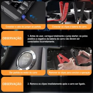 Vigomot Auxiliar Partida Bateria Portátil Carro Moto Para Emergências Start Potente 1000A - Imagem 6