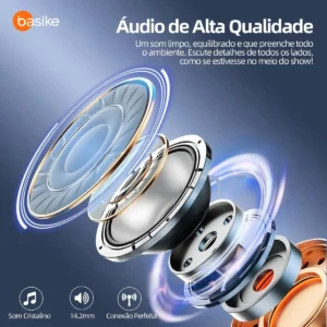 Fone de Ouvido Sem Fio Bluetooth 6.1 Esportivo OWS Com Ganchos Estéreo Hi-Fi com Microfone para Chamadas Claras, Controle de Volume Basike Fone Ouvido para Academia Corrida e Gamer, 100h Standby Rosa - Imagem 4