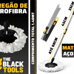 Mop Giratório 360° Balde Inox 8 Litros Centrífuga C/ 2 Refis - Imagem 3