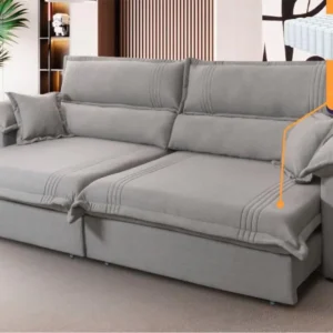 Sofá Retrátil Reclinável 2,50m Nivus Cinza Molas Ensacadas - King House - Imagem 6