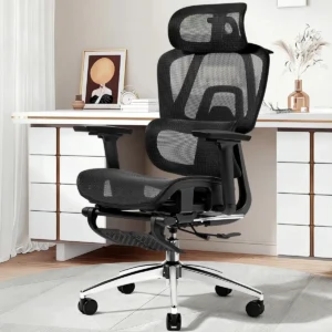 Cadeira Ergonomica,Cadeira Escritorio FivDaily L780, Giratória Reclinável 145°, Encosto Elevável Ajustável, Lombar Flutuante, Cabeça 8D, Braços 5D, Base Aço, Apoio Para Pés Para Home Office, Preto - Imagem 1