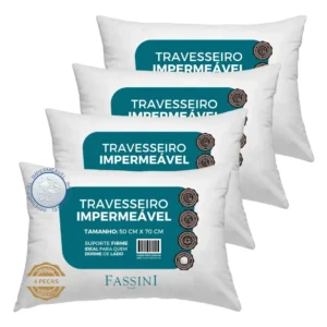 4 Travesseiros Antialérgico Impermeável 50x70 Super Macio - Imagem 1