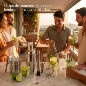 Kit Caipirinha Profissional 7 Peças Inox Coqueteleira 750 Ml - Imagem 3