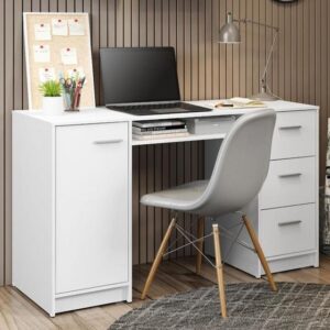 Escrivaninha Mesa para Computador Madesa Alaska 3 Gavetas 1 Porta - Branco - Imagem 1