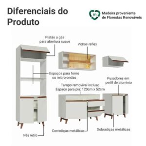 Cozinha Completa Madesa Reims 260002 com Armário e Balcão - Branco - Imagem 4