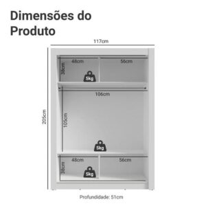 Guarda-Roupa Solteiro Madesa Denver 2 Portas de Correr - Imagem 3
