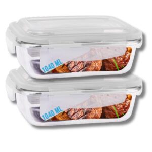 Conjunto 2 Potes Vidro Hermético Marmita Com 4 Travas 1040ml - PRATICASA - Imagem 1