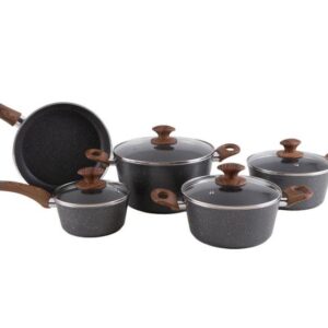 Jogo de Panelas Brinox de Alumínio Stone&Wood Cinza 5 Peças Optima - Imagem 1