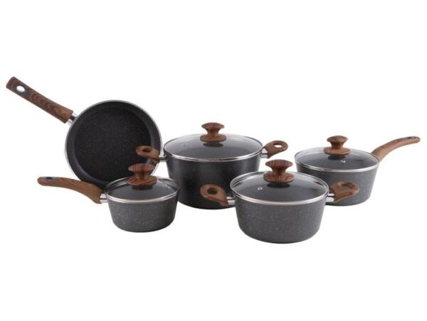 Jogo de Panelas Brinox de Alumínio Stone&Wood Cinza 5 Peças Optima