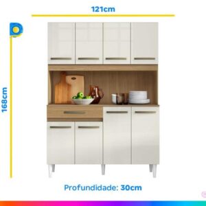 Armário de Cozinha Compacta Aramóveis Cleo 8 Portas - Imagem 3