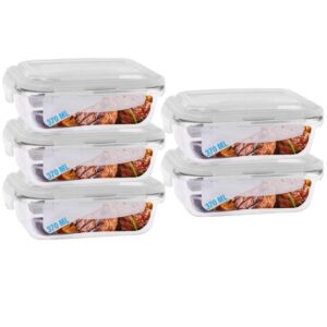 Conjunto 5 Potes Vidro Hermético Mantimentos Marmita 370ml - PRATICASA - Imagem 1