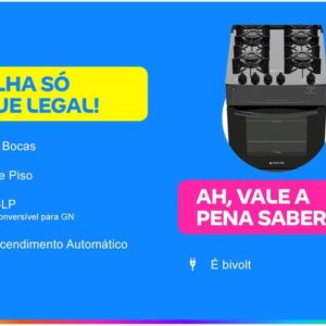 Fogão 4 Bocas Com Mesa de Vidro Atlas Mônaco Top Glass Bivolt - Imagem 2