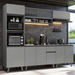 Armário de Cozinha Completa 260cm Cinza Nice Madesa 01 - Imagem 1