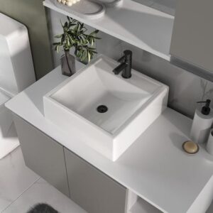 Conjunto de Gabinete Banheiro 80cm com Cuba e Espelheira - - MOVEIS JOIA - Imagem 2