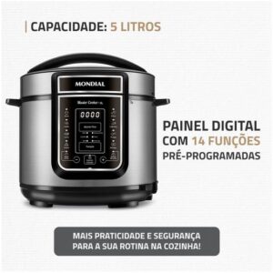 Panela de Pressão Elétrica Digital Mondial 5L 900W Digital Master Cooker PE-38 - Imagem 3