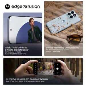 Smartphone Motorola Edge 70 Fusion 5G 256GB 24GB (8GB RAM + 16GB RAM Boost) Câmera 50MP Sony Lytia 710 Tela 1.5K Extreme Amoled 144Hz - Imagem 4