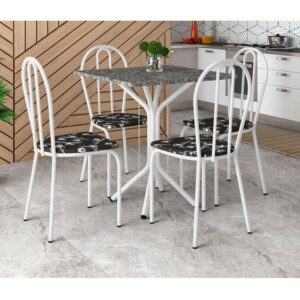 Mesa de Jantar 4 Cadeiras Quadrada Branca Artefamol America Thais - Imagem 3