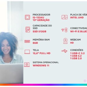 Notebook Dell Inspiron 15 I15-I1300-A30P Intel Core i5 8GB RAM 512GB SSD 15.6" Full HD Windows 11 210-BNGC - Imagem 2