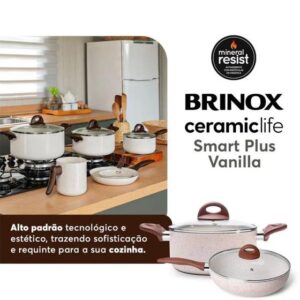 Jogo de Panelas Brinox Antiaderente Ceramic Life 8 Peças Smart Plus Vanilla - Imagem 3