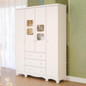 Guarda Roupa Infantil 4 Portas 3 Gavetas 100% MDF Uli - Faura - Imagem 1