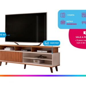 Rack para TV até 70" 1 Porta DJ Móveis Flow - Imagem 2