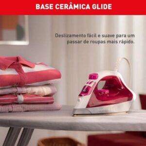 Ferro De Passar a Vapor Elétrico Arno Steamgliss Base Ampla Cerâmica, Ponta de Precisão, Com Reservatório de Água 230mL, 5 Temperaturas, 1200W FSGC - Imagem 4