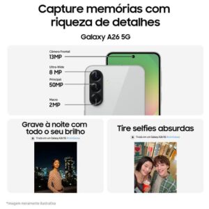 Smartphone Samsung Galaxy A26 256GB 5G 8GB RAM Branco 6.7" Câm. 50MP + 8MP + 2MP + Selfie 13MP - Imagem 4