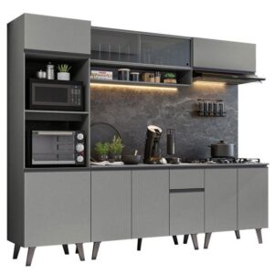 Armário de Cozinha Completa 260cm Cinza Nice Madesa 01 - Imagem 2