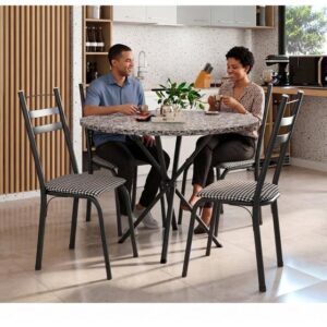 Mesa de Jantar 4 Cadeiras Redonda Artefamol América Capri - Imagem 2