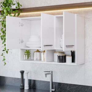 Armário Aereo 3 Portas com Nicho Cozinha Compacta Modular - Móveis Bonatto - Imagem 2