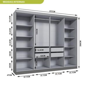 Guarda Roupa Casal 8 Portas 4 Gavetas Paris Espresso Móveis - Imagem 3