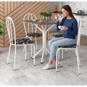 Mesa de Jantar 4 Cadeiras Quadrada Branca Artefamol America Thais - Imagem 2
