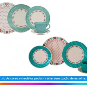 Aparelho de Jantar e Chá 20 Peças Biona de Cerâmica Redondo Branco e Azul Claro Donna Oxford - Imagem 2