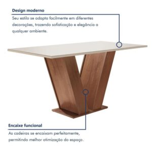 Conjunto Sala de Jantar Mesa Tampo de Vidro 6 Cadeiras Espanha Yescasa - Imagem 4
