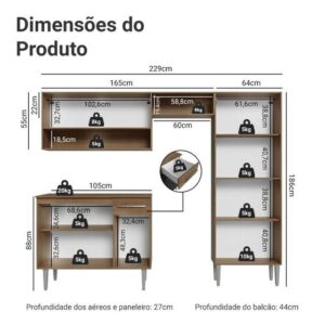 Armário de Cozinha Compacta Rustic/Preto Emilly Pop Madesa XA - Imagem 3