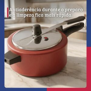 Panela De Pressão Antiaderente 3L Cereja Nacional - Alumínio Nacional - Imagem 2