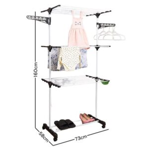 Varal De Chão Vertical Para Roupas 3 Andares Dobrável Portátil Grande - KONTUZ - Imagem 2