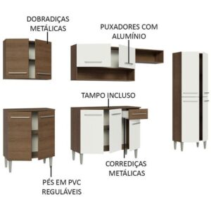Armário de Cozinha Completa 293cm Emilly Madesa 01 - Imagem 4