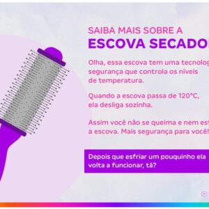 Escova Secadora Mondial ES-02-BI 1200W 3 Níveis de Temperatura Tourmaline Íon - Imagem 4