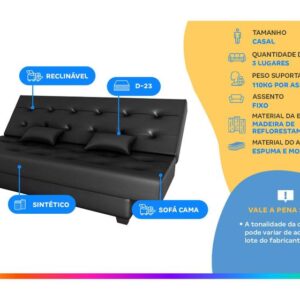 Sofá-cama Casal 3 Lugares Reclinável Matrix Laila - Imagem 2