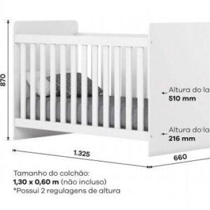 Quarto de Bebê Completo com Guarda-roupa Berço e Cômoda Henn Labirinto Branco - Imagem 4