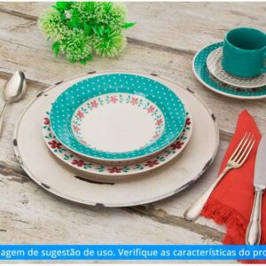 Aparelho de Jantar e Chá 20 Peças Biona de Cerâmica Redondo Branco e Azul Claro Donna Oxford - Imagem 3