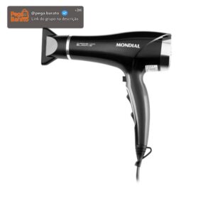 Secador de Cabelo Mondial Tourmaline Íon Preto e Prata 2000W 2 Velocidades Chrome Black SCN-04 - Imagem 1