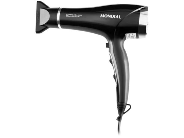 Secador de Cabelo Mondial Tourmaline Íon Preto e Prata 2000W 2 Velocidades Chrome Black SCN-04