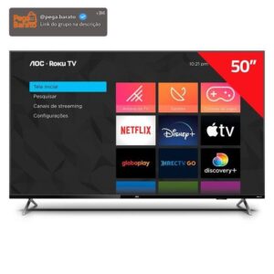Smart TV 50" AOC 4K UHD DLED Série 6125 50U6125/78G Roku TV 2022 - Imagem 1